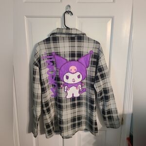 Kuromi by Sanrio HYBRID Juniors Size M Medium Longsleeve Plaid Shirt Jacket